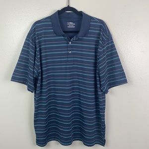 PGA Tour | Blue Multi Striped Short Sleeve Golf Polo XXL
